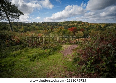 Lickey Hills country park West Midlands view of suburbs of Birmingham England UK. Royalty-Free Stock Photo #2383095935