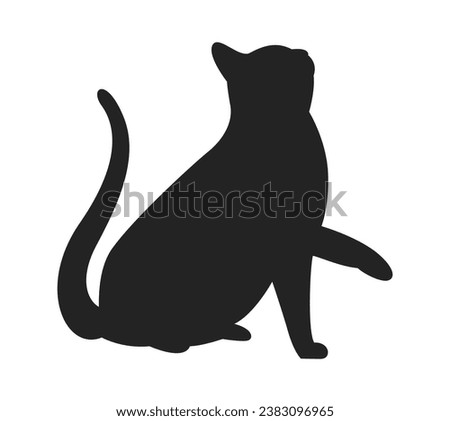 Cat silhouette. Vector silhouette of cat on white background. black cat isolated on white background. cutout cat. hand drawn design. vector illustration.