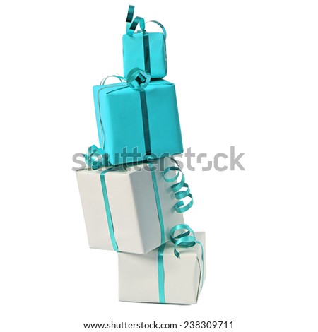 Blue Gifts isolated on white background