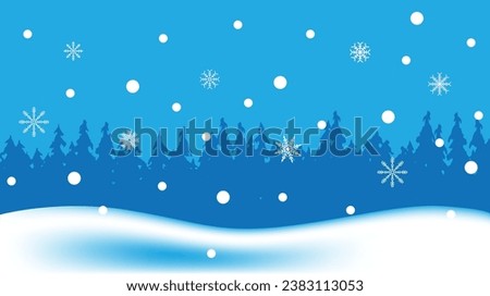 Winter Forest Landscape with Snowflakes Flying. Nature and snowfall concept vector