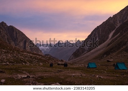 Landscapes of Hampta Pass Trek, Himachal Pradesh, India. Royalty-Free Stock Photo #2383143205