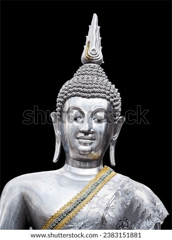 The statue is made from beautifully carved silverware.