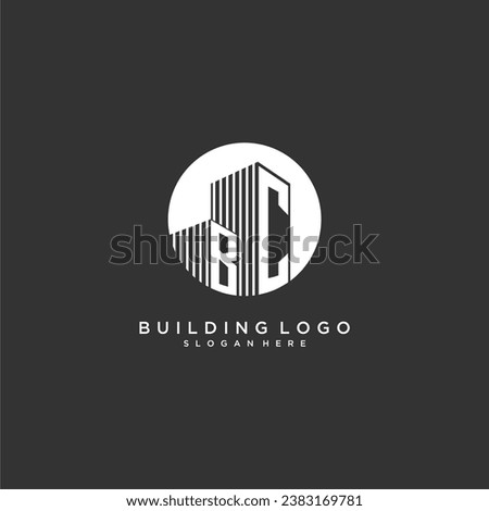 BC initial monogram building logo for real estate with creative circle style design
