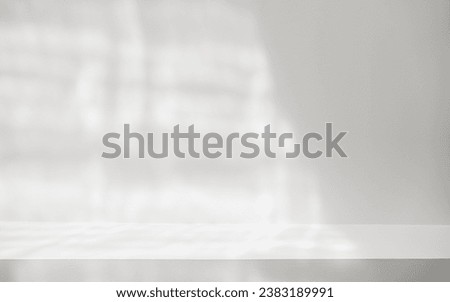 Grey counter cement floor perspective and empty wall background with shadow sunlight well display product and text on free space backdrop 