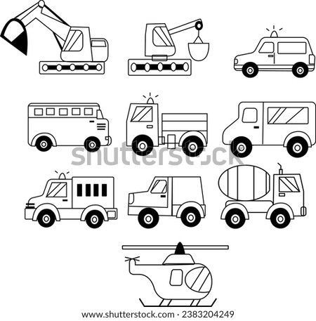 Line Editable Icons set. Vector illustration in modern thin line style of transport icons types: helicopter, bus, excolator, plane, tram and ...
