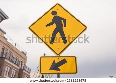 Crosswalk sign yellow walk drive