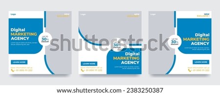 Editable template post for social media ad. Web banner ads for promotion design with blue color.