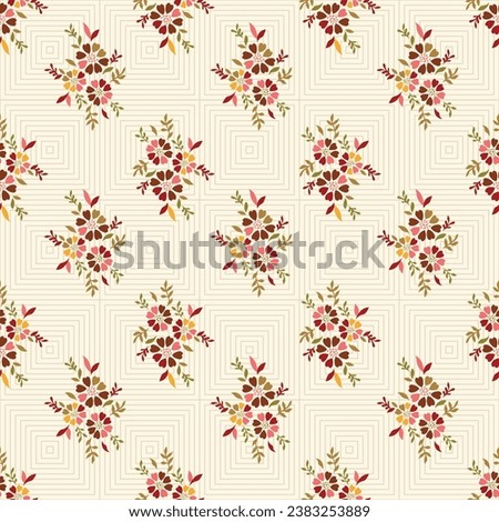 Blossom abstract Floral ethnic allover colorful seamless repeat pattern with geometrical texture Royalty-Free Stock Photo #2383253889