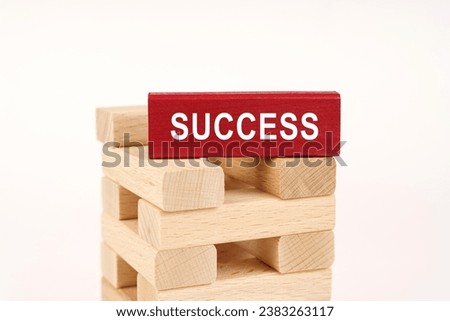 Business concept. On the wooden planks there is a red one with the inscription - SUCCESS