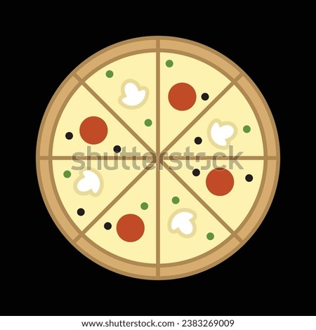 pizza icon, linear simple, vector illustration 