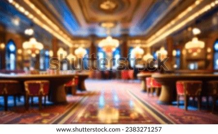 Blurred image of casino interior for use as background or wallpaper. Royalty-Free Stock Photo #2383271257