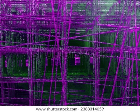 Creative neon background abstract made of wire. Space copy. The texture is purple from the reinforcement. Horror texture. Art wall. Halloween background. Metal wire mesh Royalty-Free Stock Photo #2383314059