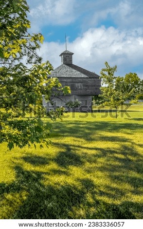 Reconstruction of the Fort Crawford Blockhouse, 1816, at Villa Louis in Prairie du Chien, Wisconsin Royalty-Free Stock Photo #2383336057