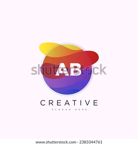 AB Initial letter  3D logo template colorful circle sphere design for business and company identity