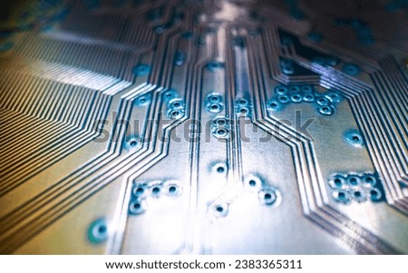 Technology hardware background. High tech electronic circuit board background. Electronic circuit board, technology chips to the motherboard. Electronic technology digital chip. Tech background.
