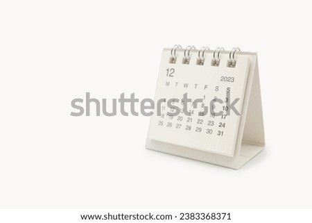 Simple desk calendar for December 2023 isolated on white background. Calendar concept with copy space. Royalty-Free Stock Photo #2383368371