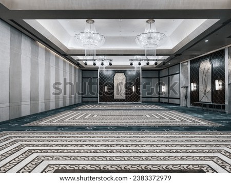 Modern style interior ballroom in luxury hotel. Royalty-Free Stock Photo #2383372979