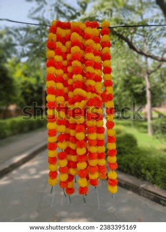 Indian Marigold Flower Artificial Decorative Deewali Marigold Flower Garland Strings for Christmas,Wedding Party Decoration Royalty-Free Stock Photo #2383395169