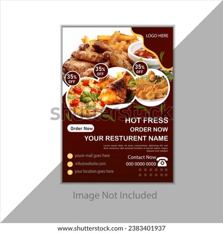 Fast Food Flyer Design Template cooking, cafe and restaurant menu, food ordering, junk food. Pizza, Burger, French fries and Soda. Vector illustration for banner, poster, flyer, cover, menu, brochure.