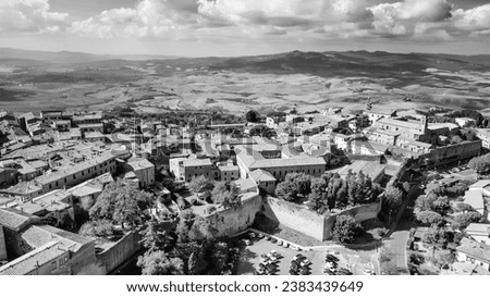 Aerial view of Volterra, a medieval city of Tuscany, Italy