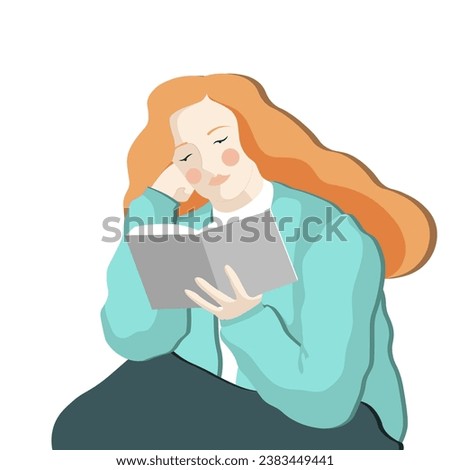 Girl Reading Book Vector Illustration