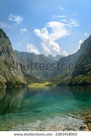 Obersee, mountain lake, mountain landscape, Salet am Königssee, Berchtesgaden National Park, Berchtesgadener Land, Upper Bavaria, Bavaria, Germany Royalty-Free Stock Photo #2383458065