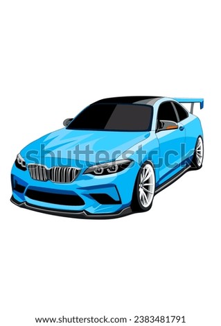 Blue Super Car High Performance Vector Art