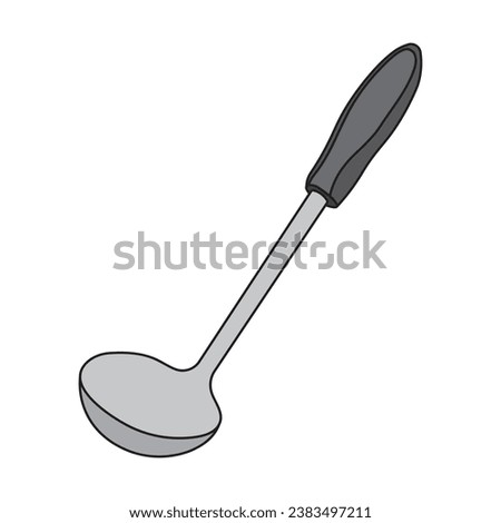 Kids drawing Cartoon Vector illustration stainless steel ladle Isolated in doodle style Royalty-Free Stock Photo #2383497211