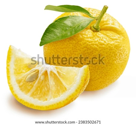 Yuzu orange isolated on white background With work path, Yellow Yuzu Orange fruit isolated on white background. Royalty-Free Stock Photo #2383502671