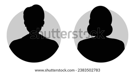 Depicting male and female face silhouettes or icons, serving as avatars or profiles for unknown or anonymous individuals.portrays a man and a woman portrait,vector illustration.