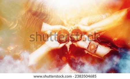 Cacao ceremony, heart opening medicine. Ceremony space. Light effect. Royalty-Free Stock Photo #2383504685