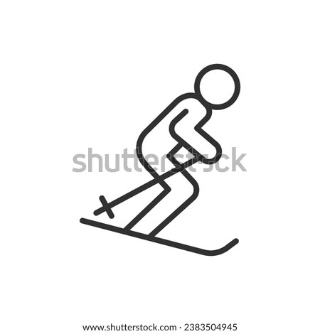 Skiing. Person on skis, linear icon. Line with editable stroke Royalty-Free Stock Photo #2383504945