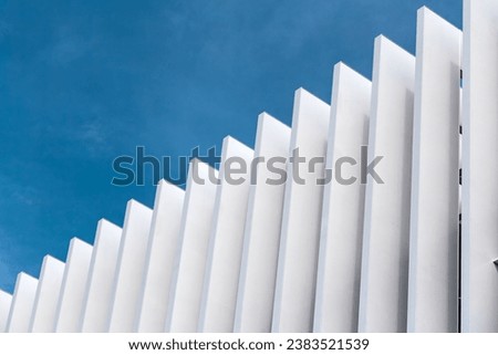 Architectural detail from the  modernist, brutalist and eclectic Tel Aviv architecture Royalty-Free Stock Photo #2383521539