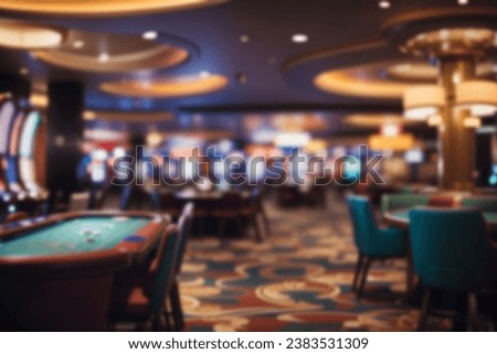 Blurred image of casino and gambling room interior for background usage.
