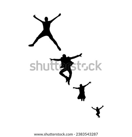 silhouette sequence of people jumping