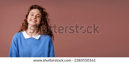 Happy smiling young positive thinking woman portrait isolated with copy space Royalty-Free Stock Photo #2383550161