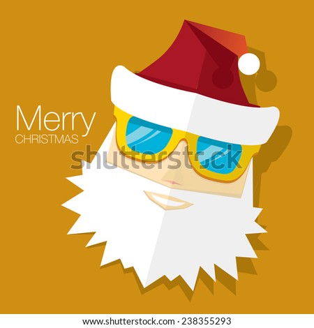 Merry Christmas hipster poster for party or greeting card on brown background. Vector illustration