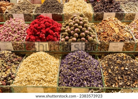 A variety of spices at Spice Bazaar (Turkish: Mısır Çarşısı, meaning "Egyptian Bazaar"). 