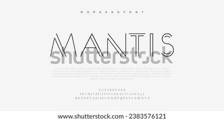 Minimal modern alphabet fonts and numbers. Abstract urban thin line font typography typeface uppercase lowercase. vector illustration Royalty-Free Stock Photo #2383576121