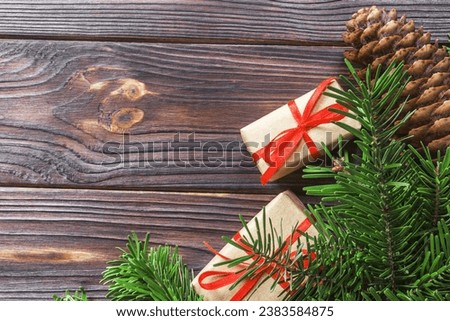 Christmas and New Year background with gift boxes.