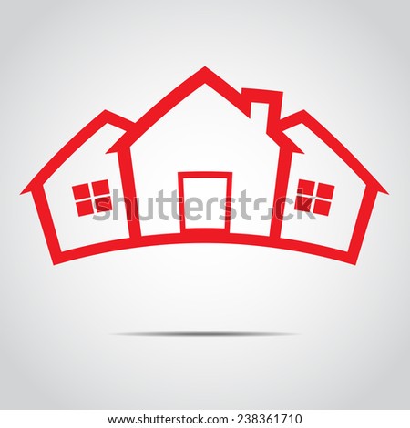 House Real Estate logo design , 3 house, red roof  