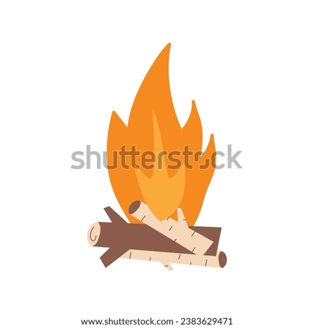 Autumn hand drawn clipart. Fall season cozy symbol. Autumn seasonal element - campfire. Harvest colorful illustration. Thanksgiving flat icon. Stock design