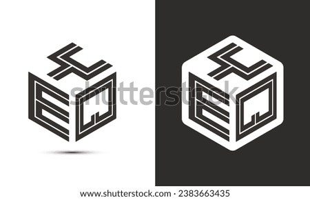 YEQ letter logo design with illustrator cube logo, vector logo modern alphabet font overlap style. Premium Business logo icon. White color on black background