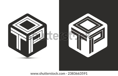 OTP letter logo design with illustrator cube logo, vector logo modern alphabet font overlap style. Premium Business logo icon. White color on black background