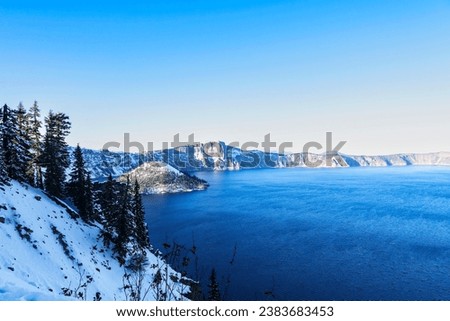 Beautiful Crater Lake the deepest lake in USA with intense blue color located in Oregon, USA