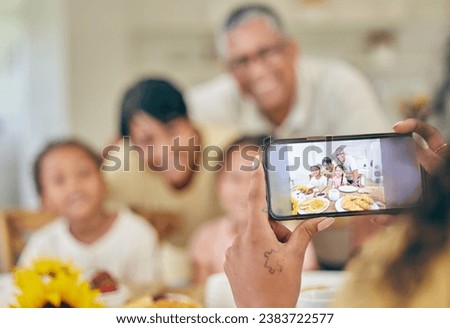 Phone, photography or happy grandparents with children in living room bonding together as a family in Mexico. Picture, blur or elderly man relaxing with old woman or kids at home on holiday vacation