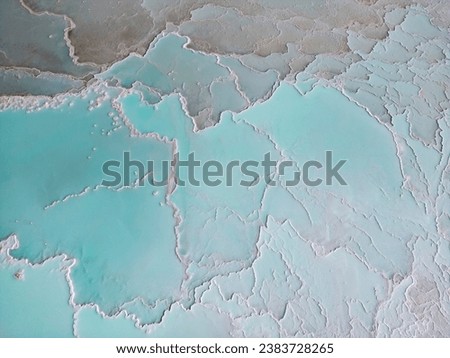 Aerial close up of lithium fields in the highlands of northern Argentina, South America - a surreal landscape where batteries are born