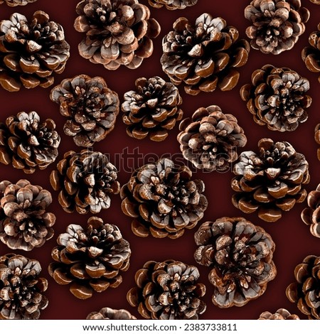 Pine cone, seamless pattern. Christmas decorations 