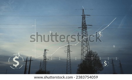World Energy crisis power price spike caused by surging demand, graphics show inflation rises over the past years Royalty-Free Stock Photo #2383754059