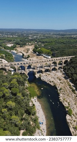 drone photo Gard bridge, Pont du Gard France europe